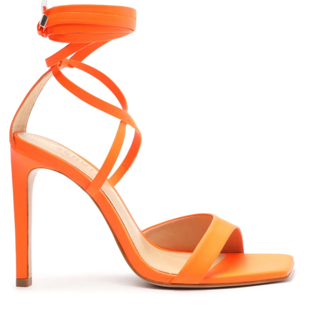Schutz Bryce Ankle Strap Sandal in Acid Orange - Picture 1 of 4